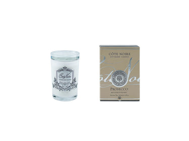 *CLEARANCE* White Vessel Candle 75gr - Prosecco - Silver Badge